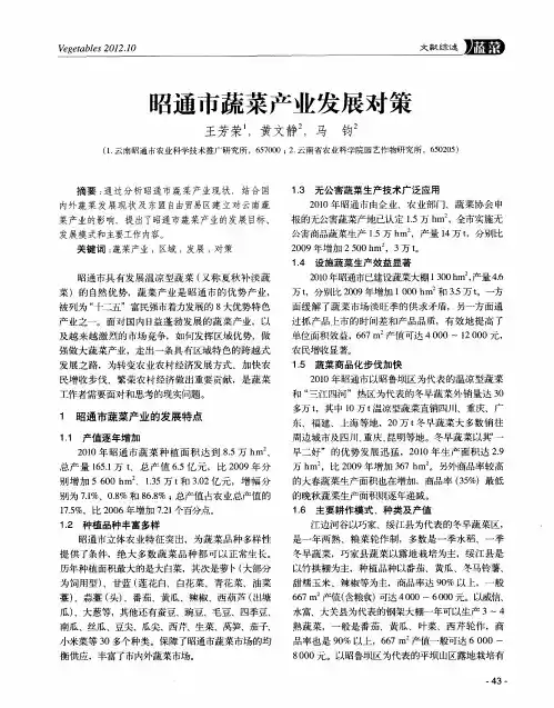 昭通市蔬菜产业发展对策