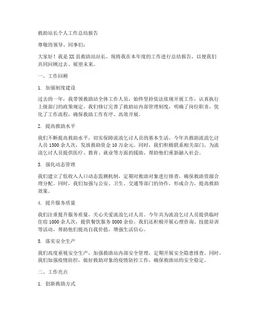 救助站长个人工作总结报告