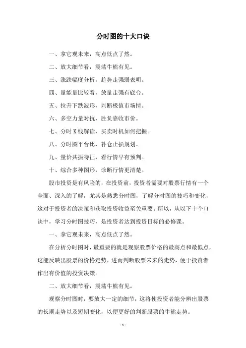 分时图的十大口诀
