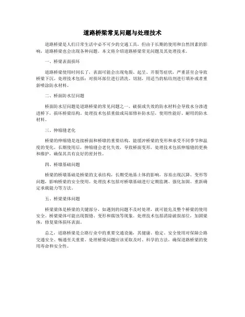 道路桥梁常见问题与处理技术