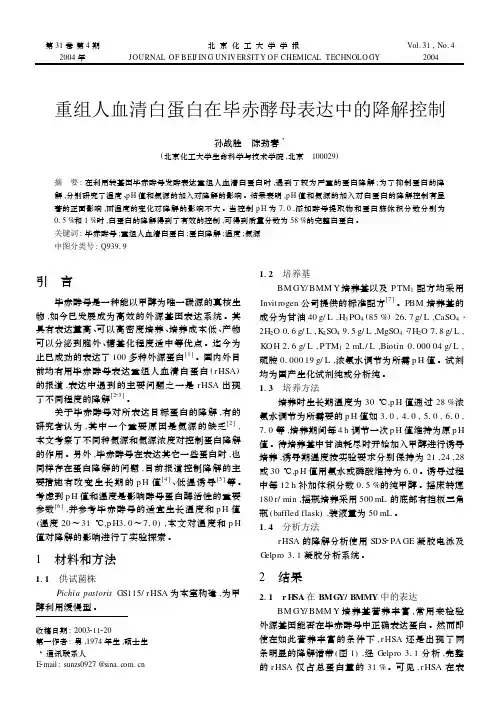 重组人血清白蛋白在毕赤酵母表达中的降解控制