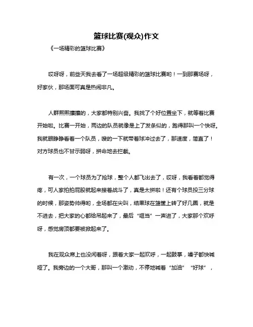 篮球比赛(观众)作文