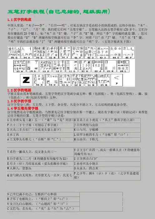 五笔打字教程(自己总结的,超级实用)