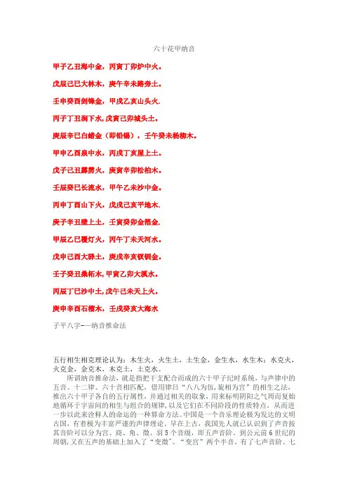 六十花甲纳音表