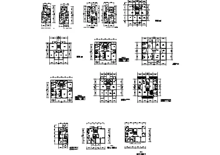 湖州市某新建小区73-119平米左右的平面户型设计CAD图纸（共14张）