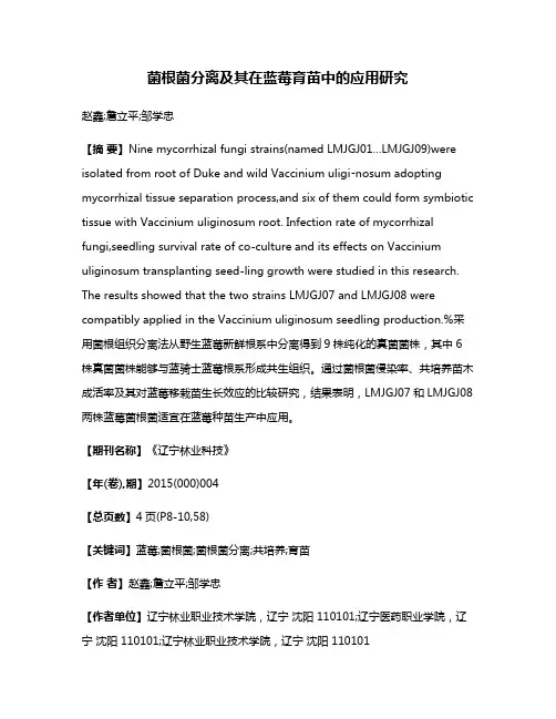 菌根菌分离及其在蓝莓育苗中的应用研究