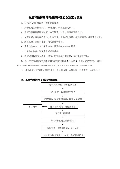 重度肾挫伤和肾蒂损伤护理应急预案与流程