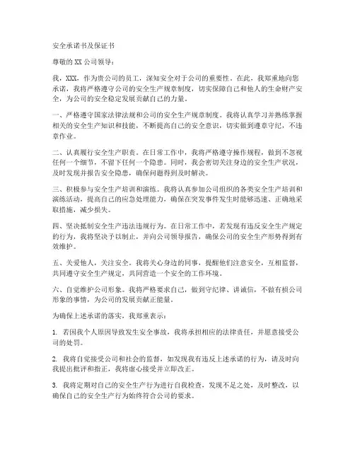 安全承诺书及保证书