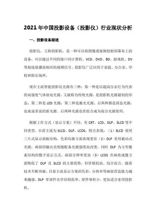 2021年中国投影设备(投影仪)行业现状分析