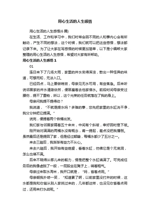 用心生活的人生感悟（6篇）