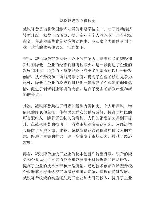 减税降费的心得体会
