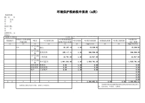 环境保护税纳税申报表(a类)