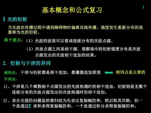 哈尔滨工业学 光学习题课 4衍射光学.