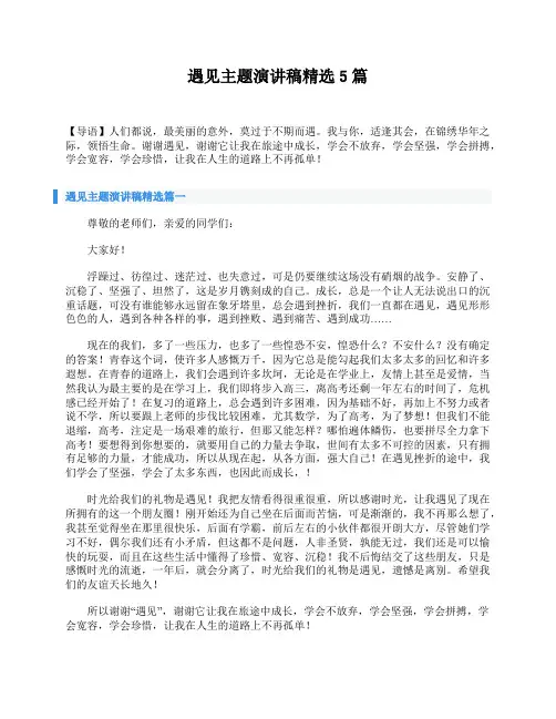 遇见主题演讲稿精选5篇