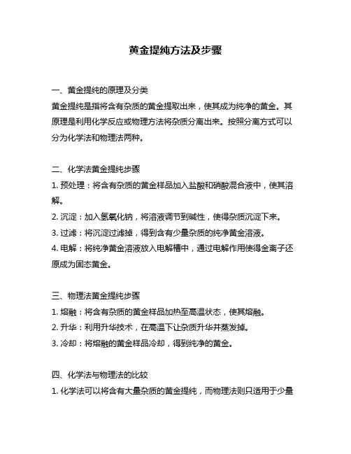 黄金提纯方法及步骤