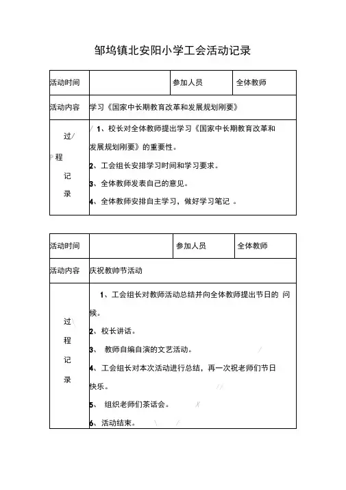 工会活动记录