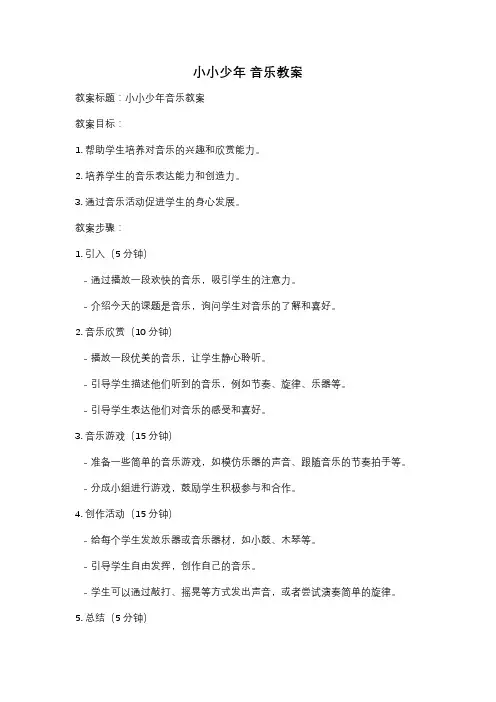 小小少年 音乐教案