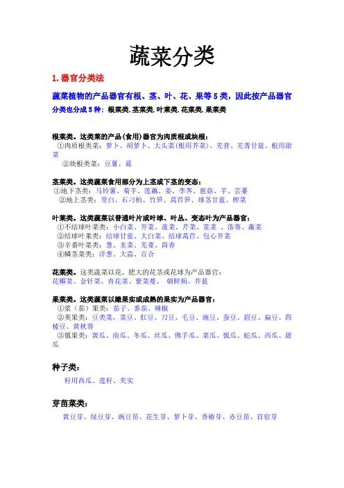 蔬菜分类