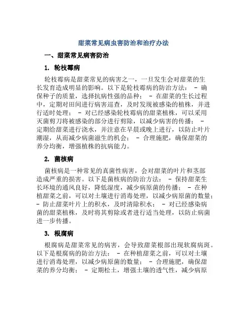 甜菜常见病虫害防治和治疗办法