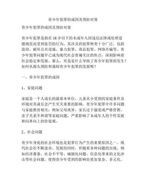 青少年犯罪的成因及预防对策