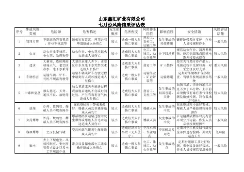 矿山风险评估表