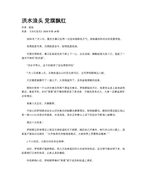 洪水浪头 党旗飘红