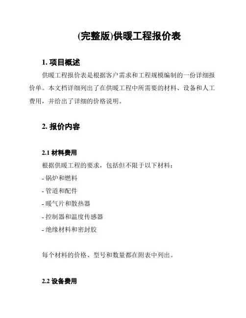 (完整版)供暖工程报价表
