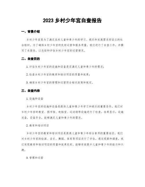 2023乡村少年宫自查报告