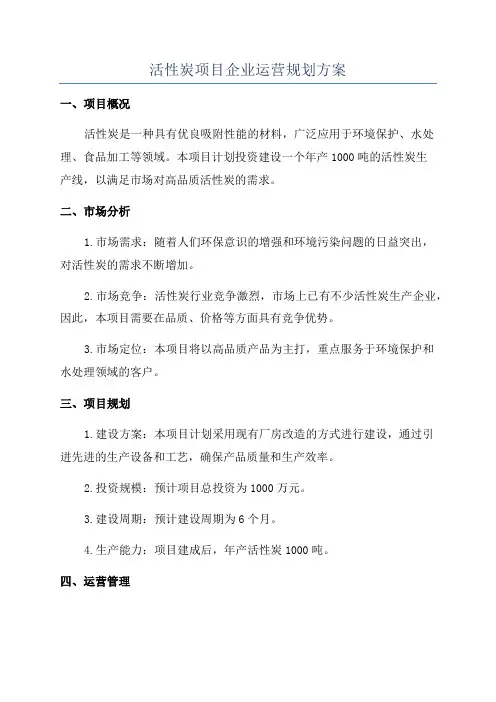 活性炭项目企业运营规划方案