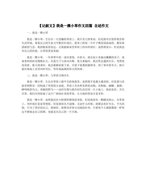 【记叙文】我是一棵小草作文四篇 自述作文