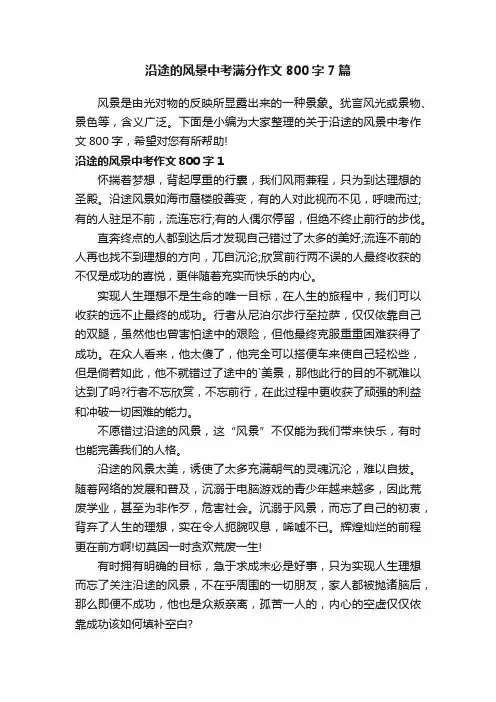 沿途的风景中考满分作文800字7篇