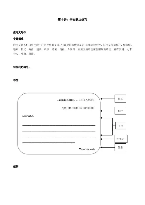 第十讲 书面表达技巧 2021年中考英语专题复习寒假讲义(基础版)