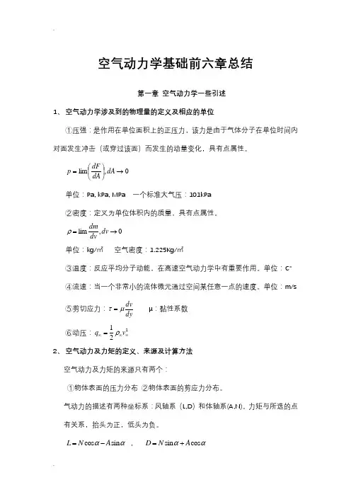 空气动力学前六章知识要点