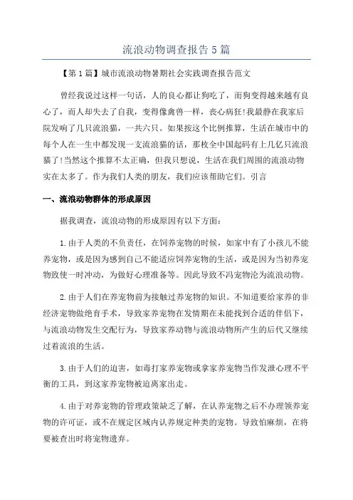 流浪动物调查报告5篇