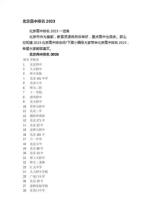 北京高中排名2023