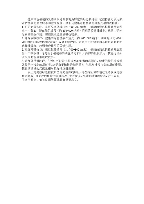 健康绿色植被光谱曲线
