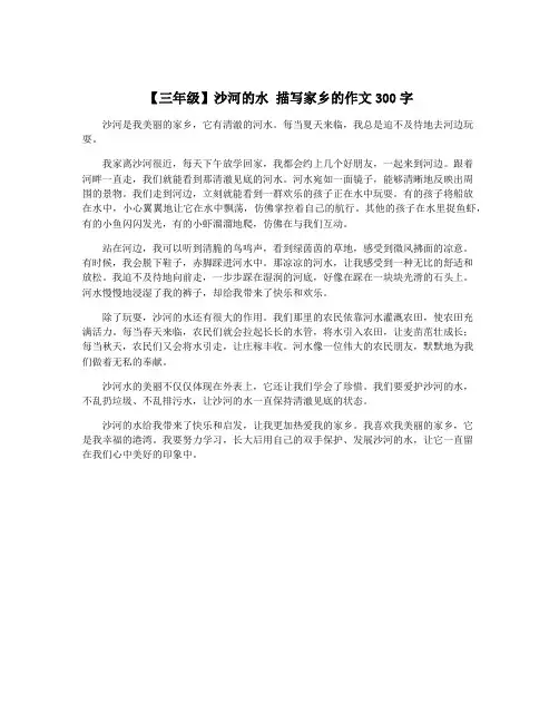 【三年级】沙河的水 描写家乡的作文300字