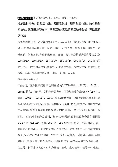 常用漆包线分类及性能