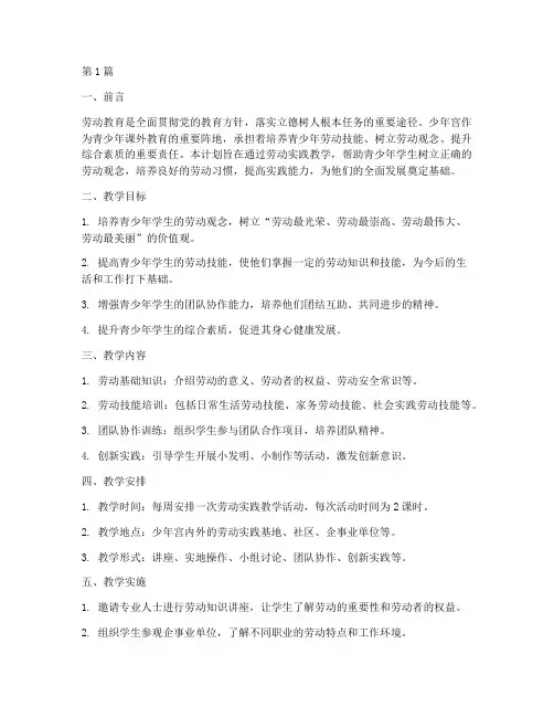 少年宫劳动实践教学计划(3篇)