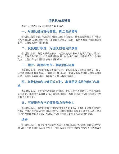 团队队长承诺书