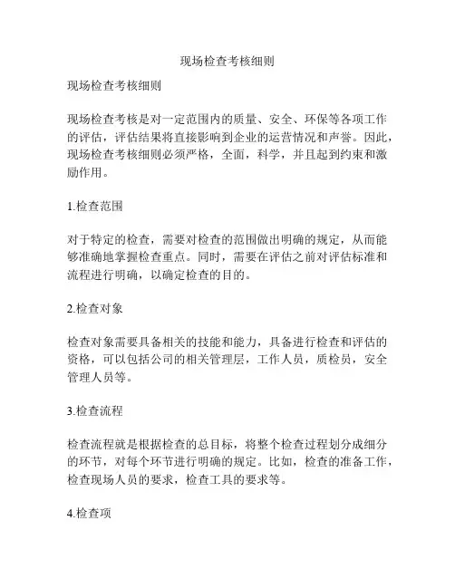 现场检查考核细则