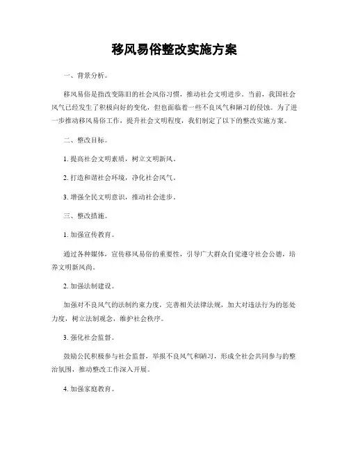 移风易俗整改实施方案