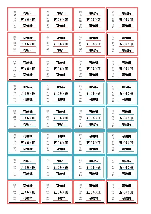 名字姓名贴纸学生(不干胶纸打印)