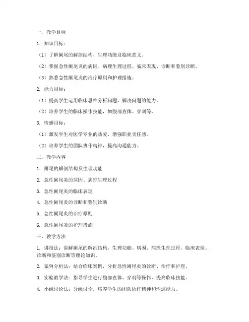 医学教案模板阑尾炎范文