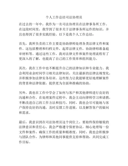 个人工作总结司法协理员