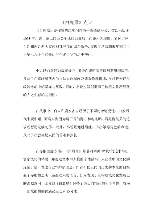 《白鹿原》点评