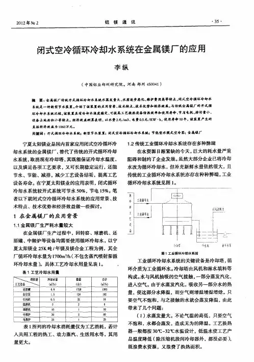 闭式空冷循环冷却水系统在金属镁厂的应用