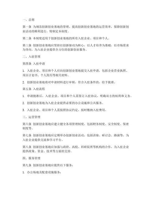 创新创业基地管理制度模板