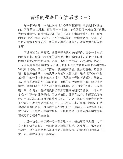 曹操的秘密日记读后感(三)