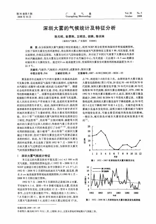 深圳大雾的气候统计及特征分析